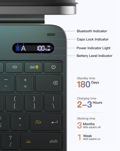حافظة Inateck لجهاز iPad Air 13 بوصة مع لوحة مفاتيح، تصميم نحيف، لوحة تتبع كبيرة | لجهاز Air 13 بوصة M4/M3/M2 & Pro 12.9 بوصة 3-6Gen، شاشة عرض طاقة LED، إضاءة خلفية 7 ألوان، حامل أقلام مخفي، نيوماجيك، أسود in Kuwait