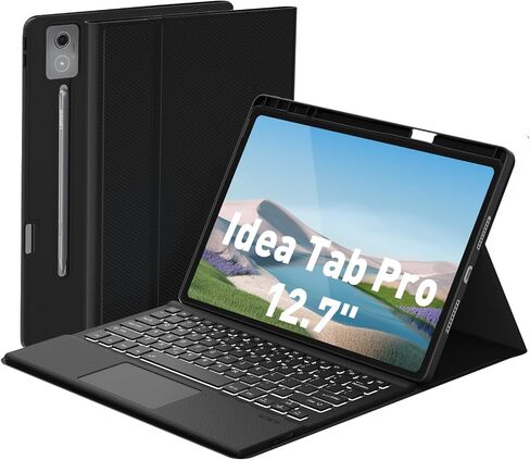 Keyboard Case Touch for Lenovo Idea Tab Pro 12.7" 2025, Bluetooth Keyboard with Trackpad & Twill Cover Case & Adjustable Kickstand & Lighting Keys for Lenovo Idea Tab Pro 12.7 inch in Saudi Arabia