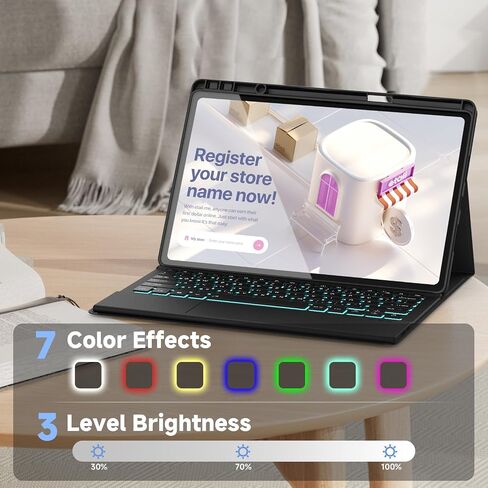 Keyboard Case Touch for Lenovo Idea Tab Pro 12.7" 2025, Bluetooth Keyboard with Trackpad & Twill Cover Case & Adjustable Kickstand & Lighting Keys for Lenovo Idea Tab Pro 12.7 inch in Saudi Arabia
