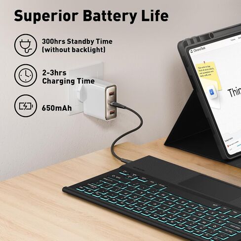 Keyboard Case Touch for Lenovo Idea Tab Pro 12.7" 2025, Bluetooth Keyboard with Trackpad & Twill Cover Case & Adjustable Kickstand & Lighting Keys for Lenovo Idea Tab Pro 12.7 inch in Saudi Arabia