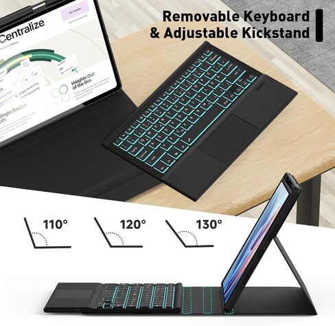 Keyboard Case Touch for Lenovo Idea Tab Pro 12.7" 2025, Bluetooth Keyboard with Trackpad & Twill Cover Case & Adjustable Kickstand & Lighting Keys for Lenovo Idea Tab Pro 12.7 inch in Saudi Arabia