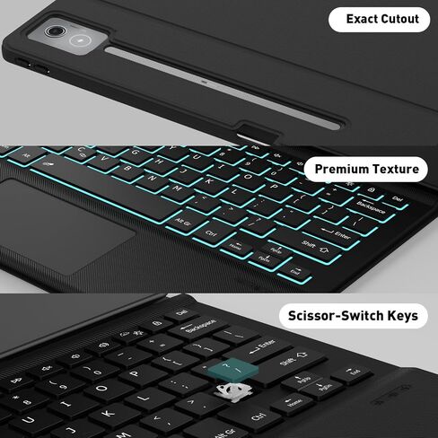 Keyboard Case Touch for Lenovo Idea Tab Pro 12.7" 2025, Bluetooth Keyboard with Trackpad & Twill Cover Case & Adjustable Kickstand & Lighting Keys for Lenovo Idea Tab Pro 12.7 inch in Saudi Arabia