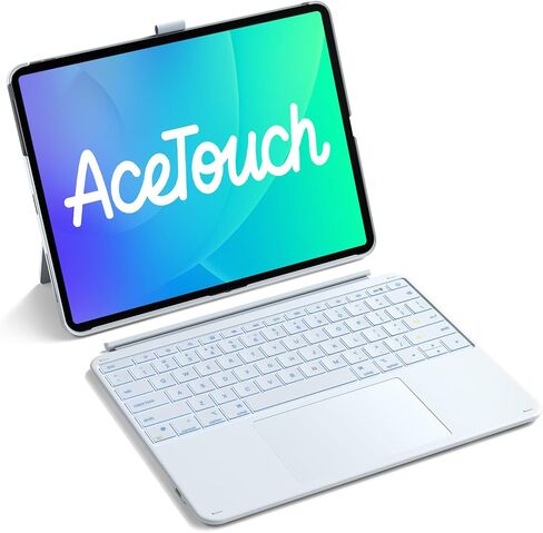 حافظة Inateck لجهاز iPad Air 13 بوصة مع لوحة مفاتيح، لوحة تتبع دقيقة، مغناطيسي | لجهاز Air 13 بوصة 2026/M3/M2 & Pro 12.9 بوصة، قابلة للفصل، صورة/مناظر طبيعية، إضاءة خلفية 7 ألوان، حامل أقلام مخفي، AceTouch، رمادي in Kuwait