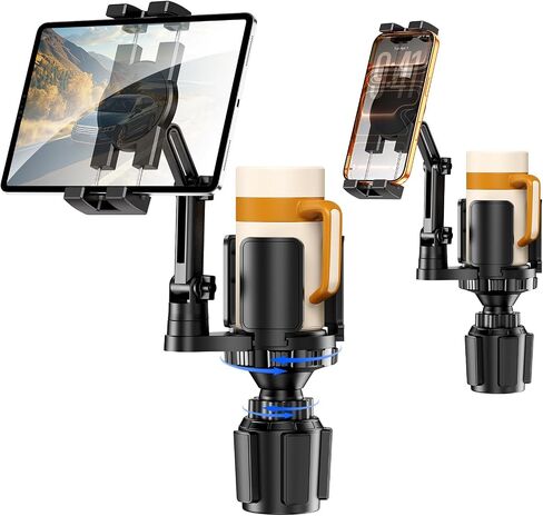 Tablet Holder for Car, 3 in1 Stable Cup Holder ipad Car Mount with Expander | Adjustable Base and Long Arm with 360°Rotation Phone ipad Holder for 4-12.9‘’ Tablet, All Smartphones and Most Bottles in Saudi Arabia