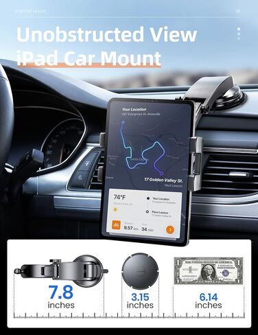 iPad Holder for Car, Dashboard Tablet Holder for Car Truck iPad Stand | 2.9" Suction Cup, 0.9" Depth Clamp, 3.1" Dash Mount Disk, Fit 6"-11" Apple iPad iPhone Galaxy Tab GPS, Truck Car Accessories in Saudi Arabia