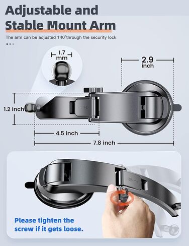 iPad Holder for Car, Dashboard Tablet Holder for Car Truck iPad Stand | 2.9" Suction Cup, 0.9" Depth Clamp, 3.1" Dash Mount Disk, Fit 6"-11" Apple iPad iPhone Galaxy Tab GPS, Truck Car Accessories in Saudi Arabia