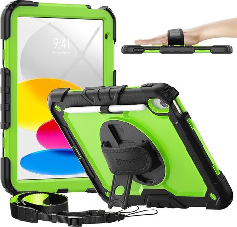حافظة Timecity لجهاز iPad (A16) الجيل الحادي عشر/ العاشر مع واقي الشاشة | غطاء واقٍ مناسب للأطفال لجهاز iPad مقاس 11 بوصة/ 10.9 بوصات مع حامل أقلام وحامل قابل للتعديل وحزام كتف، أسود in Kuwait