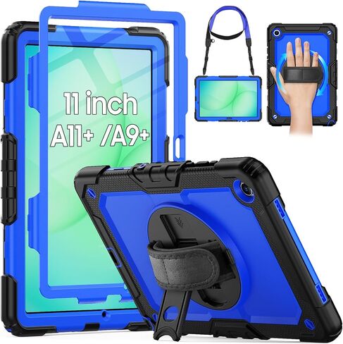 HXCASEAC Case for Samsung Galaxy Tab A11+ Plus /A9+ 11 Inch, Protective with Screen Protector/Hand Strap/Pen Holder, Shockproof Samsung A11 Plus Tablet Case 5G, SM-X230 SM-X236 SM-X238U - Black in Saudi Arabia