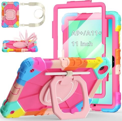 Case for Samsung Galaxy Tab A11+ Plus/A9+ 11 Inch 2025/2023,Ubearkk Case for Samsung Galaxy A9 Plus/A11+ Tablet case with Screen Protector 360 Rotating Stand Shoulder Strap Pen Holder, Purple Pink in Saudi Arabia