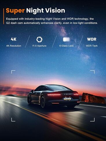 كاميرا أمامية galphi 4K Dash Cam، 5 جيجا هرتز WiFi، بطاقة 32 جيجا بايت متضمنة، Mini Dashcam in Kuwait