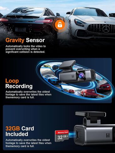 كاميرا أمامية galphi 4K Dash Cam، 5 جيجا هرتز WiFi، بطاقة 32 جيجا بايت متضمنة، Mini Dashcam in Kuwait