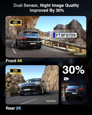 4K Dash Cam Front and Rear, Night Vision, WDR, Free Card Included | 2K Rear Dash Camera for Cars, 170° Wide Angle, 5.8G/2.4G Wi-Fi, Built-in GPS, G-Sensor Emergency Lock, 24H Parking Monitor in Saudi Arabia