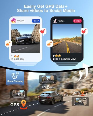 4K Dash Cam Front and Rear, Night Vision, WDR, Free Card Included | 2K Rear Dash Camera for Cars, 170° Wide Angle, 5.8G/2.4G Wi-Fi, Built-in GPS, G-Sensor Emergency Lock, 24H Parking Monitor in Saudi Arabia