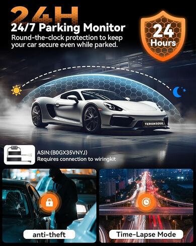 4K Dash Cam Front and Rear, Full HD 3 Channel Dashcam, Free 128GB Card | built-in 5.8GHz WiFi Built-in GPS, Collision sensor, night vision, HDR, 3.16" IPS, 24H Parking Mode（Black） in Saudi Arabia
