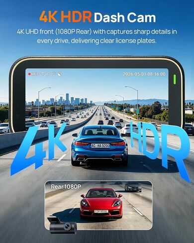70mai A810 Lite 4K Dash Cam Front and Rear, 5GHz Wi-Fi 6 DashCam, Car Camera 4G LTE Remote Access, GPS Tracking, HDR Night Vision, 24H Parking Mode, Voice Control, Emergency Lock, Loop Recording in Saudi Arabia