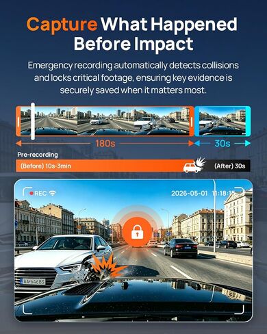 70mai A810 Lite 4K Dash Cam Front and Rear, 5GHz Wi-Fi 6 DashCam, Car Camera 4G LTE Remote Access, GPS Tracking, HDR Night Vision, 24H Parking Mode, Voice Control, Emergency Lock, Loop Recording in Saudi Arabia