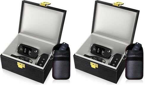 Samfolk Faraday Box with Faraday Bags for Car Keys, Car Key Signal Blocking Box, Keyless Entry Car Key Safe Protector Anti-Theft Shielding Cage (Small) in Saudi Arabia
