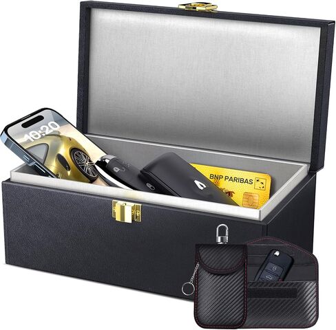 Samfolk Faraday Box with Faraday Bags for Car Keys, Car Key Signal Blocking Box, Keyless Entry Car Key Safe Protector Anti-Theft Shielding Cage (Small) in Kuwait