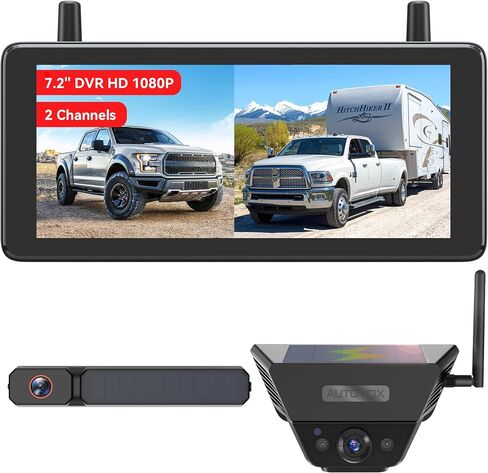 كاميرا احتياطية لاسلكية AUTO VOX مغناطيسية تعمل بالطاقة الشمسية، شاشة DVR 1080P مقاس 7.2 بوصة | تسجيلان منفصلان، إشارة ثابتة لهوائي مزدوج، IP69K، تثبيت لمدة دقيقة واحدة، رؤية ليلية عالية الدقة بالأشعة تحت الحمراء للشاحنة، والمقطورة، وعربة سكن متنقلة in Saudi Arabia