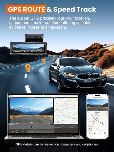 Affver 4K+2.5K Dash Cam Front and Rear, Built-in 5G WiFi 6 GPS Dual Dashcam | 64GB Card Included, 3.59" IPS Screen, APP Control, G-Sensor, Loop Recording, 24H Parking Mode, Night Vision, Car Dash Camera in Saudi Arabia