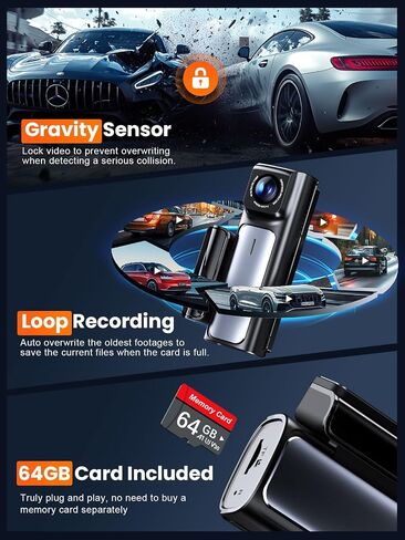 Affver 4K+2.5K Dash Cam Front and Rear, Built-in 5G WiFi 6 GPS Dual Dashcam | 64GB Card Included, 3.59" IPS Screen, APP Control, G-Sensor, Loop Recording, 24H Parking Mode, Night Vision, Car Dash Camera in Saudi Arabia