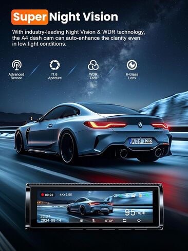 Affver 4K+2.5K Dash Cam Front and Rear, Built-in 5G WiFi 6 GPS Dual Dashcam | 64GB Card Included, 3.59" IPS Screen, APP Control, G-Sensor, Loop Recording, 24H Parking Mode, Night Vision, Car Dash Camera in Saudi Arabia