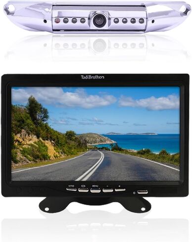 7" HD License Plate Backup Camera with a Monitor– Wired for No Interference, 120° Wide-Angle, Weatherproof, Night Vision – American-Based, 1-Year Warranty in Saudi Arabia