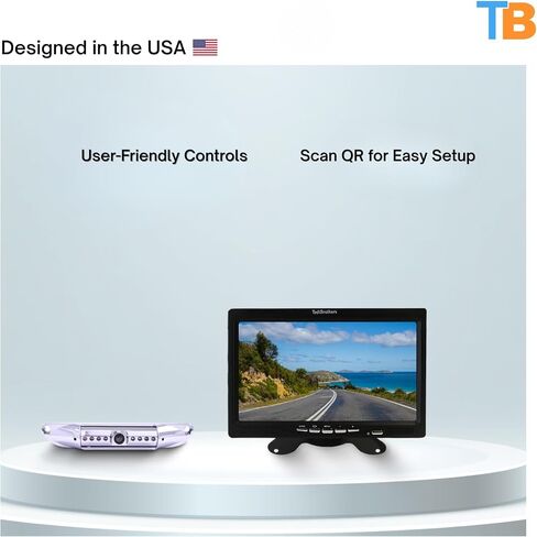 7" HD License Plate Backup Camera with a Monitor– Wired for No Interference, 120° Wide-Angle, Weatherproof, Night Vision – American-Based, 1-Year Warranty in Saudi Arabia