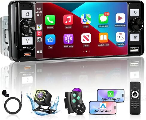 Single Din Radio Car Stereo with Wireless Apple Carplay & Android Auto, 6.9" UHD Touchscreen Car Stereo with Bluetooth, 1080P Backup Camera Mirror Link Navigation USB Type-C Fast Charging FM/AM EQ SWC in Saudi Arabia