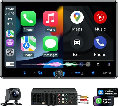 7" Wireless Double Din Car Stereo Apple Carplay Radio Screen for Car Audio Receivers, Bluetooth 5.3 Car Play Android Auto Touchscreen, 240W 4.2 CHN 2 Subwoofers Outputs, Backup Camera, SWC, FM/AM in Kuwait