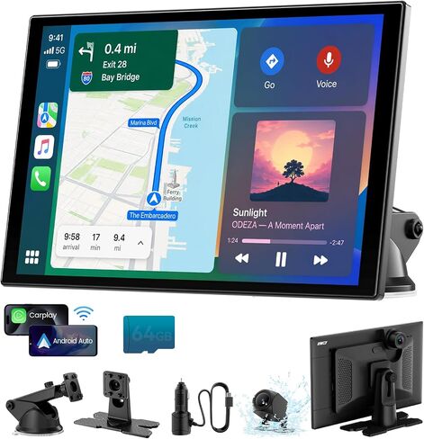 11'' Wireless CarPlay Screen with 4K Dash Cam, HD Touchscreen | 11'' HD laminated touchscreen with wireless CarPlay, Android Auto, 4K front camera, 5GHz WiFi, Bluetooth and phone mirroring. in Saudi Arabia