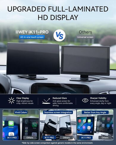 11'' Wireless CarPlay Screen with 4K Dash Cam, HD Touchscreen | 11'' HD laminated touchscreen with wireless CarPlay, Android Auto, 4K front camera, 5GHz WiFi, Bluetooth and phone mirroring. in Saudi Arabia