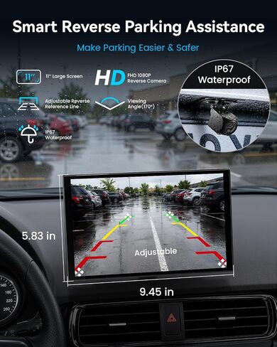 11'' Wireless CarPlay Screen with 4K Dash Cam, HD Touchscreen | 11'' HD laminated touchscreen with wireless CarPlay, Android Auto, 4K front camera, 5GHz WiFi, Bluetooth and phone mirroring. in Saudi Arabia
