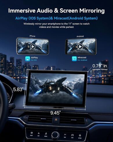 11'' Wireless CarPlay Screen with 4K Dash Cam, HD Touchscreen | 11'' HD laminated touchscreen with wireless CarPlay, Android Auto, 4K front camera, 5GHz WiFi, Bluetooth and phone mirroring. in Saudi Arabia
