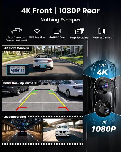 11'' Wireless CarPlay Screen with 4K Dash Cam, HD Touchscreen | 11'' HD laminated touchscreen with wireless CarPlay, Android Auto, 4K front camera, 5GHz WiFi, Bluetooth and phone mirroring. in Saudi Arabia