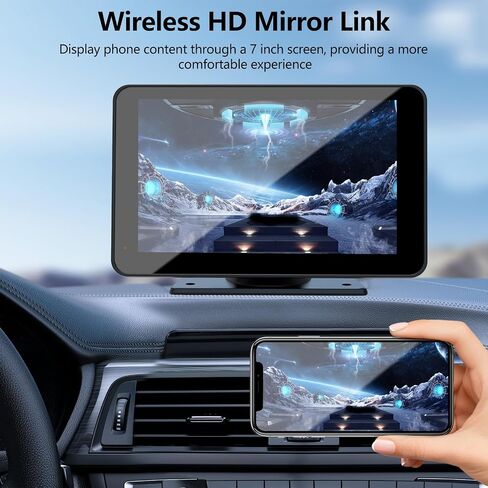Carplay Screen for Car, 7'' Wireless CarPlay & Android Auto- Upgrade Portable Touchscreen with Bluetooth, Mirror Link, Voice Control, Hands-Free Calling Car Play Screen Stereo for All Vehicles in Saudi Arabia
