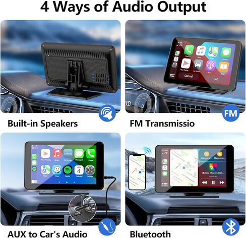 Carplay Screen for Car, 7'' Wireless CarPlay & Android Auto- Upgrade Portable Touchscreen with Bluetooth, Mirror Link, Voice Control, Hands-Free Calling Car Play Screen Stereo for All Vehicles in Saudi Arabia
