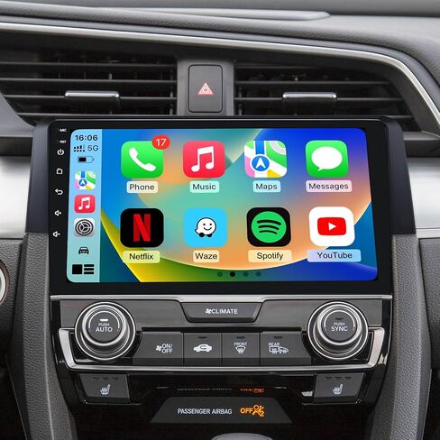 4G+64GB Android 13 راديو ستيريو للسيارة Honda Civic 2016-2021، وحدة رأس شاشة تعمل باللمس 9 بوصة مع Android 13/CarPlay/Android Auto/GPS Navigation/Bluetooth/FM/DSP Radio/AHD احتياطية in Kuwait