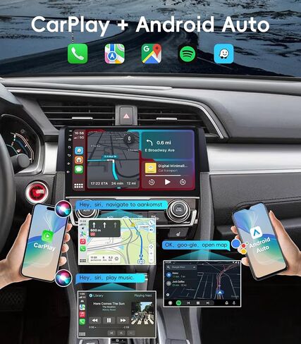 4G+64GB Android 13 راديو ستيريو للسيارة Honda Civic 2016-2021، وحدة رأس شاشة تعمل باللمس 9 بوصة مع Android 13/CarPlay/Android Auto/GPS Navigation/Bluetooth/FM/DSP Radio/AHD احتياطية in Kuwait