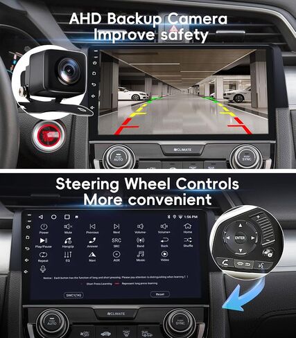 4G+64GB Android 13 راديو ستيريو للسيارة Honda Civic 2016-2021، وحدة رأس شاشة تعمل باللمس 9 بوصة مع Android 13/CarPlay/Android Auto/GPS Navigation/Bluetooth/FM/DSP Radio/AHD احتياطية in Kuwait