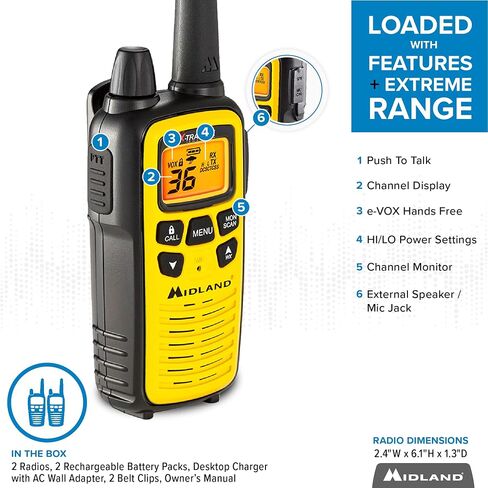 Midland LXT630VP3 FRS License Free Walkie Talkies. Yellow, 2 Pack in Saudi Arabia