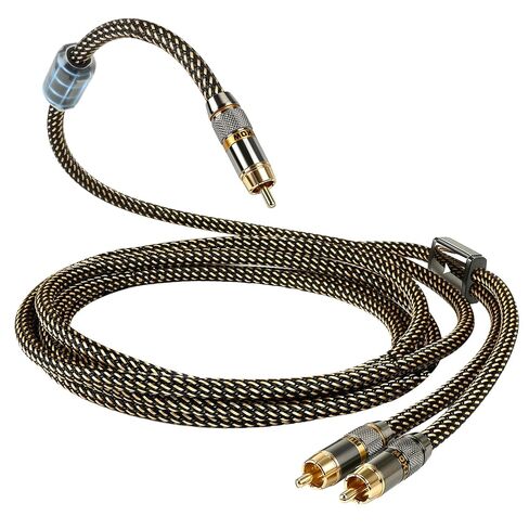 RCA Splitter 2 Male to 1 Male Cable 5N OFC Nylon Braided RCA Cable | Fully Shielded,24K 5μm Gold Plugs,Ferrite Core,Anti-Interference,For Home Stereo Car Audio Subwoofer Cables(1.64 ft/19.69 in) in Saudi Arabia