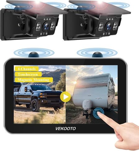 VEKOOTO VK7 Pro Magnetic Solar Wireless Backup Camera, 7-Inch Touchscreen | 15,800mAh Battery for Extended Use, HD 1080P, No Wiring Required, Ideal for Hitching, Horse Trailers, RVs and Trucks in Kuwait