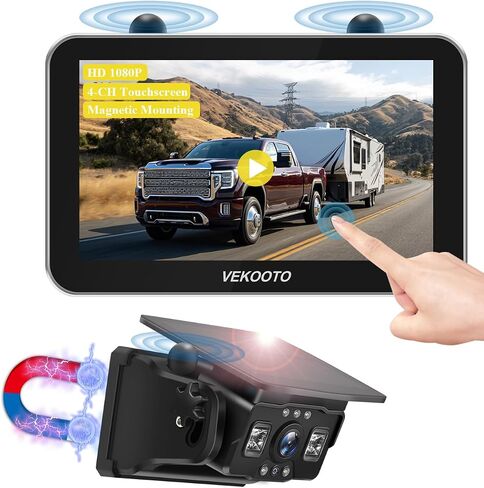 VEKOOTO VK7 Pro Magnetic Solar Wireless Backup Camera, 7-Inch Touchscreen | 15,800mAh Battery for Extended Use, HD 1080P, No Wiring Required, Ideal for Hitching, Horse Trailers, RVs and Trucks in Saudi Arabia
