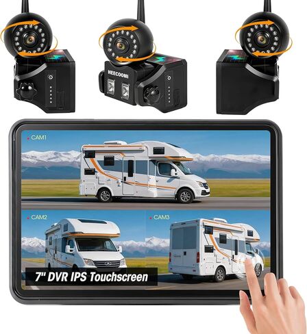 Magnetic Wireless Backup Camera Solar with 360° Adjustable Lens, 7" 1080P Touchscreen Monitor, DVR Recording, IP69K Waterproof, Auto-Sleep & Night Vision for RV, Truck, Trailer & Camper, AR1 in Saudi Arabia