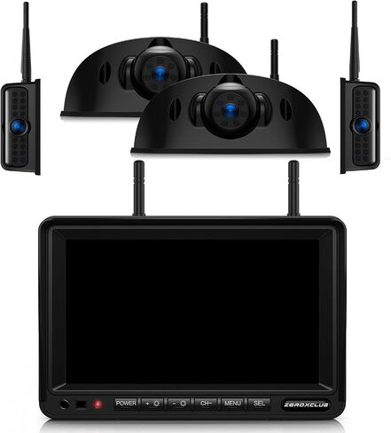 ZEROXCLUB 1080P 7" Wireless RV Backup Camera System, Compatible with Furrion Pre-Wired RV Truck Trailer, DVR Monitor & IR Night Vision Rear View Camera, IP69 Waterproof, Adjustable Parkinglines, BW7M in Saudi Arabia
