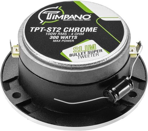 Timpano TPT-ST2 Chrome Slim Super Tweeter, 600 Watts 4 Ohm, 105 dB, 1 in Voice Coil, 3.85 inch Pro Car Sound System Bullet Tweeters (Pair) in Saudi Arabia