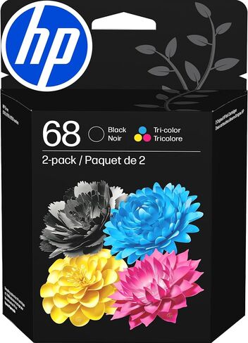 HP 68 Black/Tri-Color Ink Cartridges (2-Pack) | Works with Envy 6100e, 6500e Series | 6L6S2TN | Packaging May Vary in Kuwait