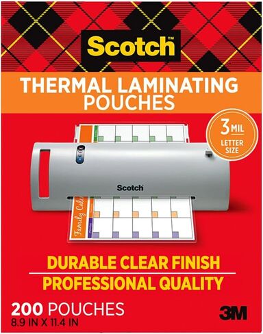 Scotch Thermal Laminating Pouches, 200 Count, Clear, 3 mil. in Kuwait