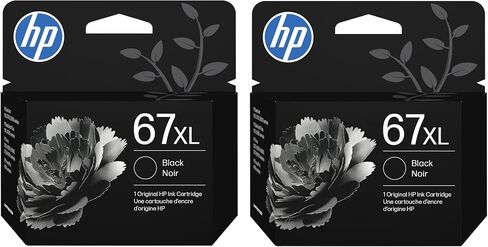 HP 67XL Black High-Yield Ink Cartridge | Works with DeskJet 1255, 2700, 4100, Envy 6000, 6400 Series | Eligible for Instant Ink | 3YM57AN | Packaging May Vary in Kuwait